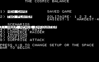 The Cosmic Balance Title Screen